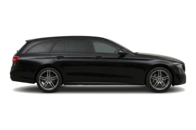 Zwarte Mercedes E-Klasse stationwagen, van opzij