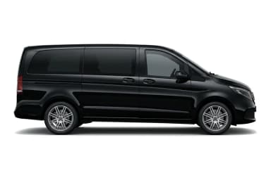 Zwarte Mercedes V-Klasse taxibus, van opzij